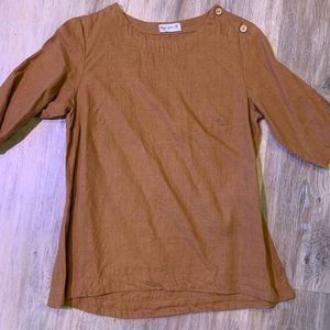 Magic Linen Top Sz Medium in Rust